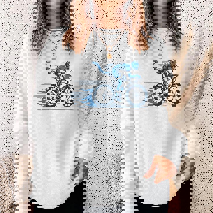 趣味のサイクリストのためのおしゃれな面白いロードバイク猫。 スウェットシャツ 彼女への贈り物