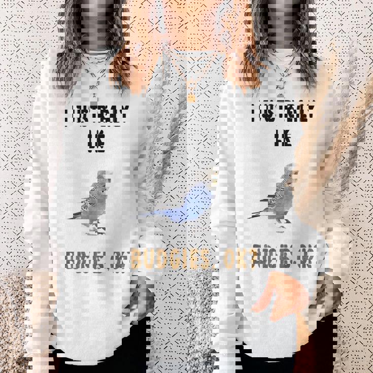 青いセキセイインコ、面白いことわざ、楽しい、セキセイインコ スウェットシャツ 彼女への贈り物