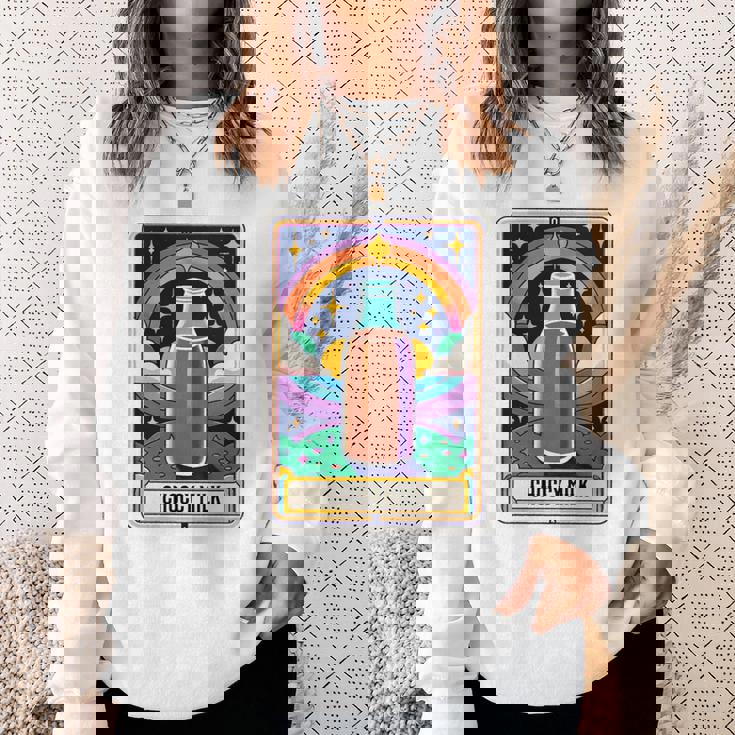 面白い Choccy ミルク タロット カード チョコレート ミルクセーキ 長袖tシャツ スウェットシャツ 彼女への贈り物