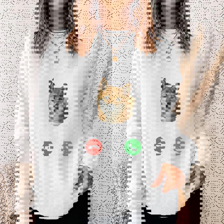 面白いtシャツ 柴犬 着信 イヌ わんこ メンズ 犬好き グッズ かわいい おもしろ 面白い 服 ネタ 長袖tシャツ スウェットシャツ 彼女への贈り物