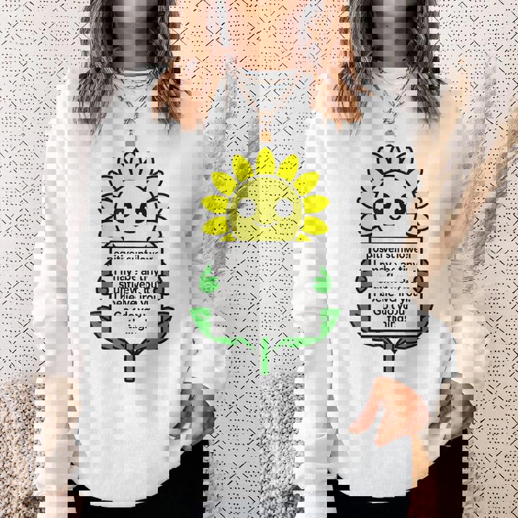 面白いひまわりおもちゃ ポジティブカード ポジティブヒマワリ スウェットシャツ 彼女への贈り物