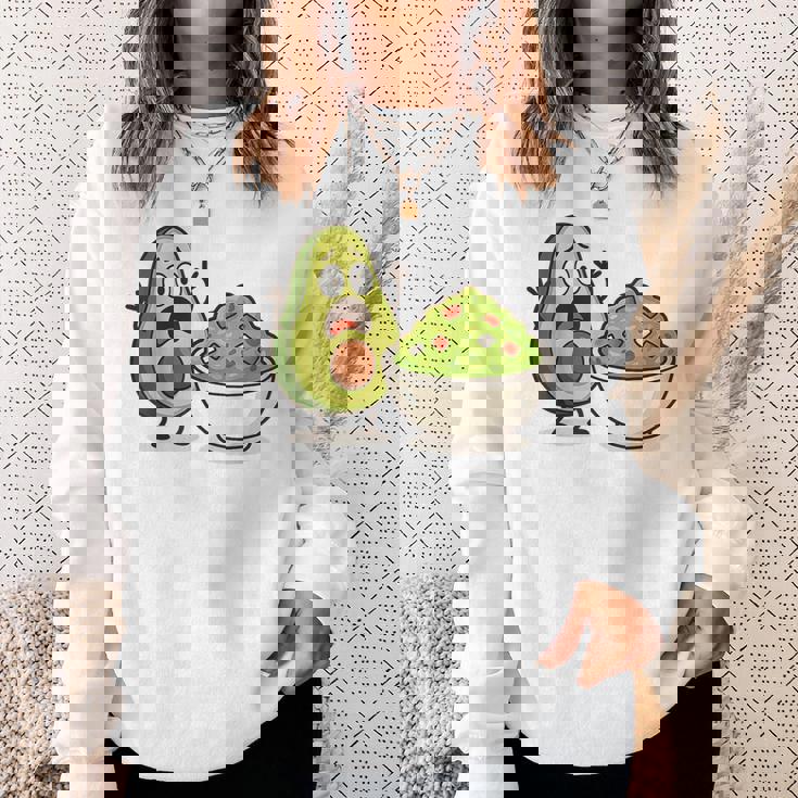 面白いアボカドワカモレ漫画パニック スウェットシャツ 彼女への贈り物