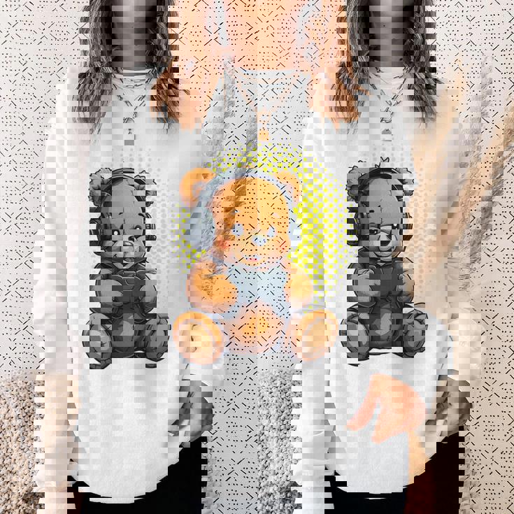 面白いゲームテディホールディングビデオゲームコントローラー。 長袖tシャツ スウェットシャツ 彼女への贈り物