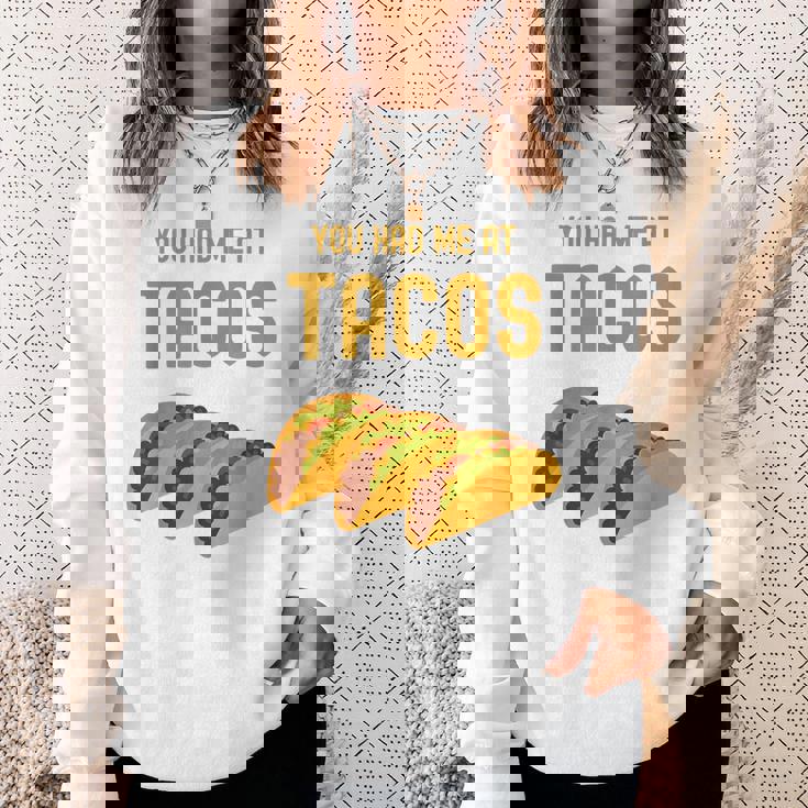面白いタコス You Had Me At Tacos かわいい 愛らしいタコス フード スウェットシャツ 彼女への贈り物