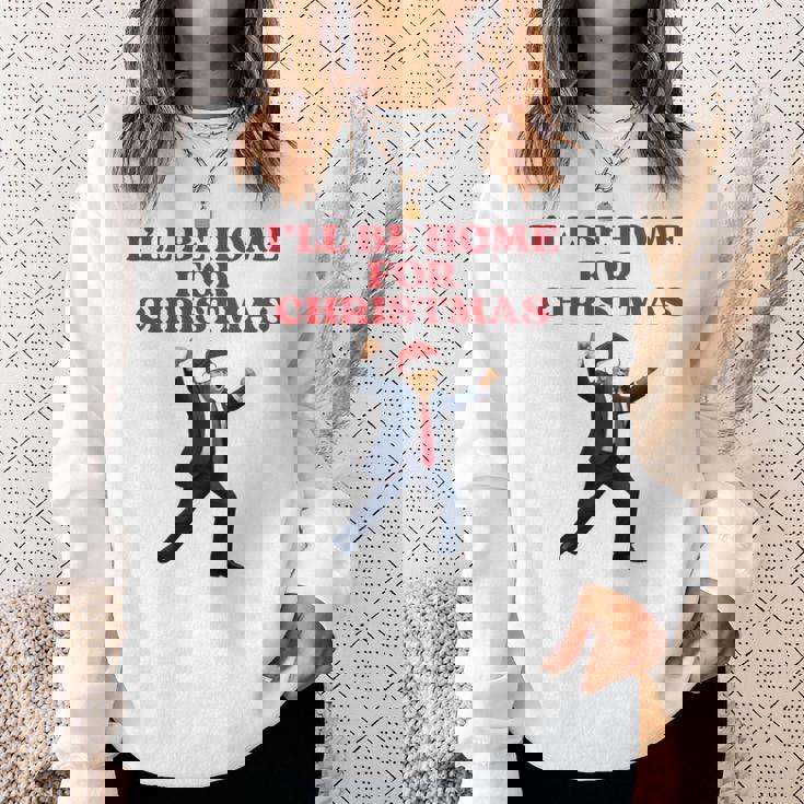 面白いトランプサンタハット、クリスマスに家に帰るよ 長袖tシャツ スウェットシャツ 彼女への贈り物