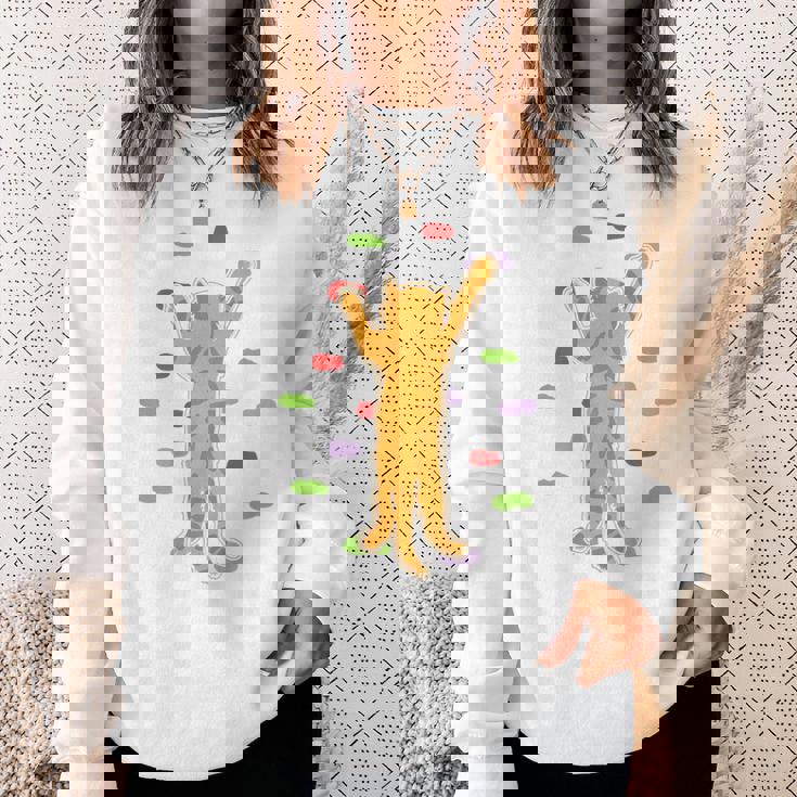 面白くてかわいいボルダーロッククライミングキャット背中にプリント スウェットシャツ 彼女への贈り物