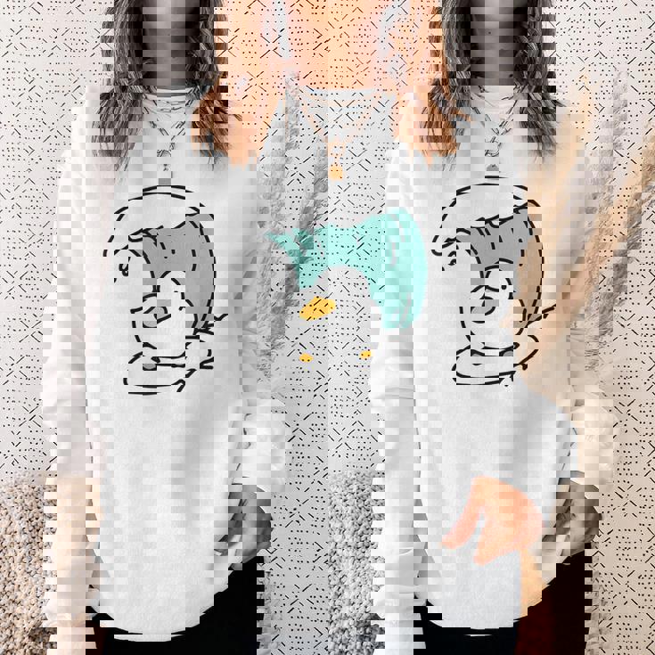 面白くてかわいい小さなアヒルが波をキャッチ。 スウェットシャツ 彼女への贈り物