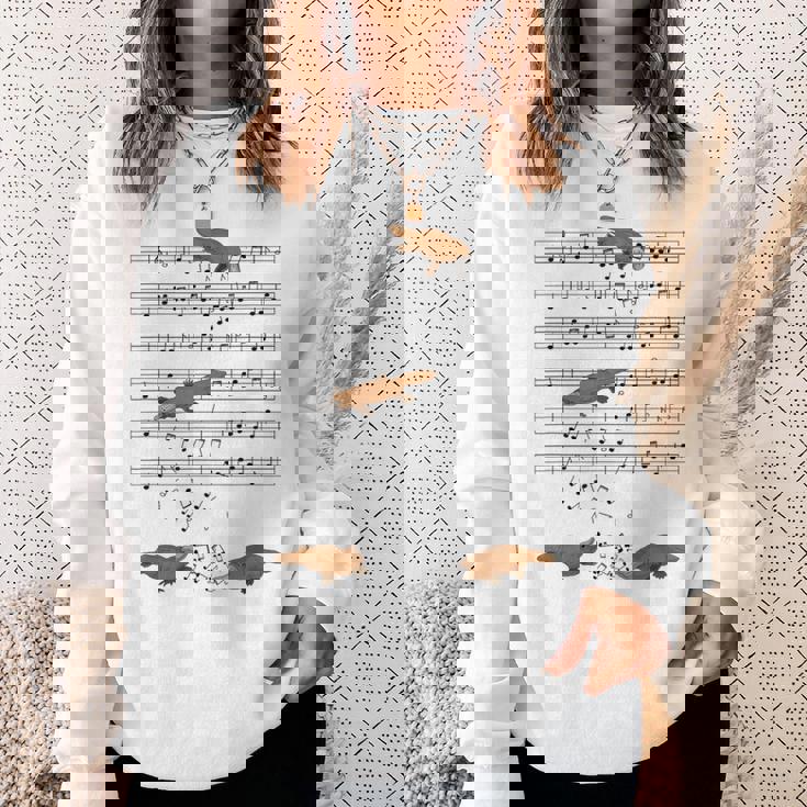 音符で遊ぶ面白いカモノハシ スウェットシャツ 彼女への贈り物