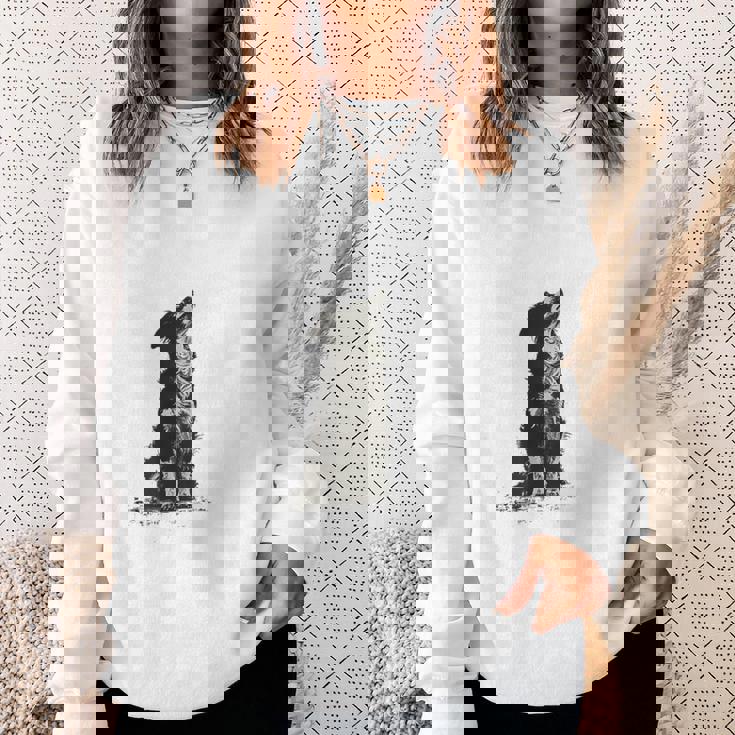 飼い主を見ているボーダーコリー 農場の犬 スウェットシャツ 彼女への贈り物