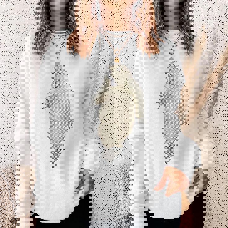 驚愕した マーモット ステッチ デザイン おもしろい 動物 レトロゲーム ドット絵 スウェットシャツ 彼女への贈り物