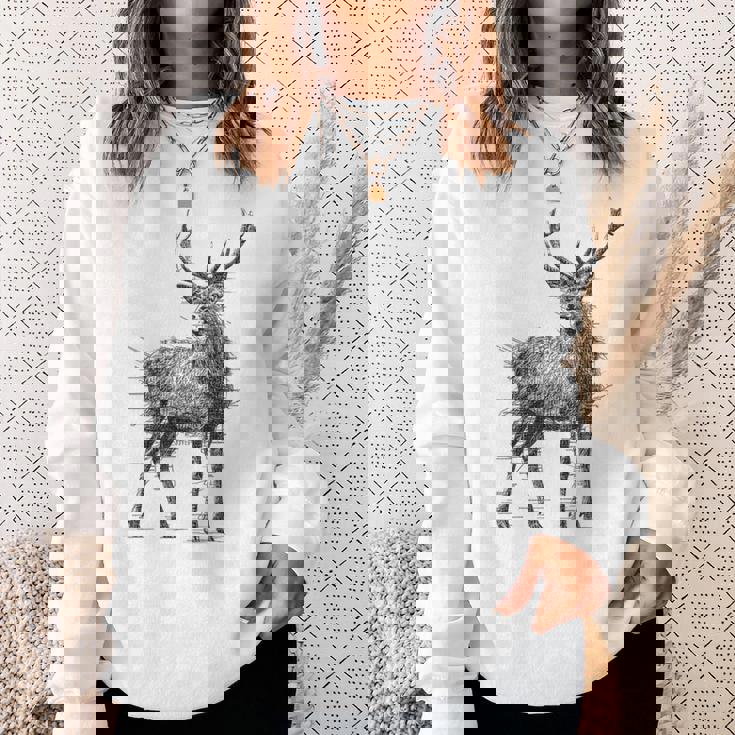 鹿 絵 グラフィック 動物 アート モチーフ 鹿 スウェットシャツ 彼女への贈り物