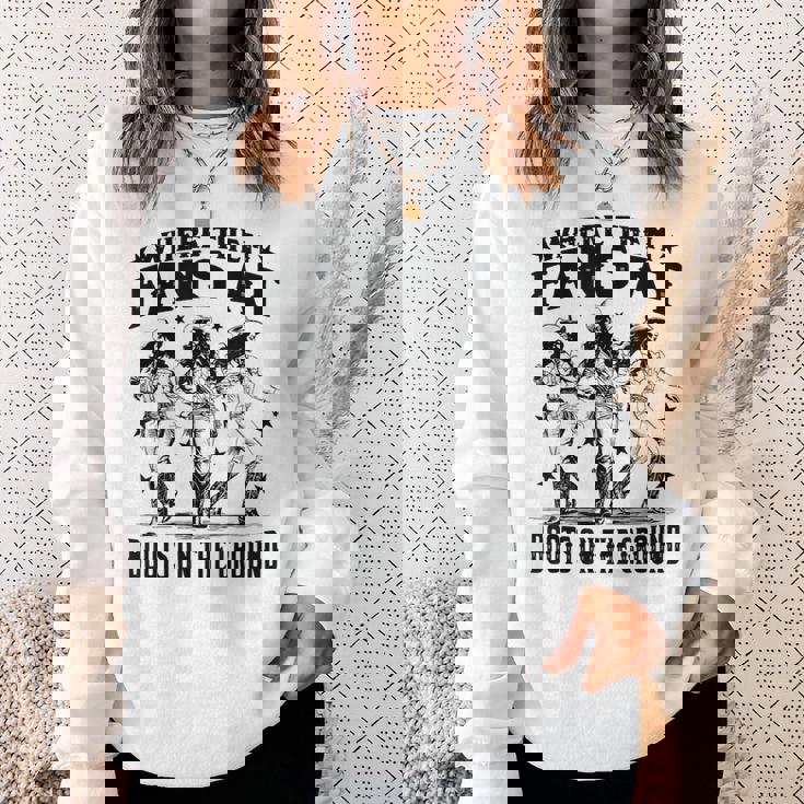 黒のカウガールウエスタンカントリーロデオライニングブーツグランド スウェットシャツ 彼女への贈り物