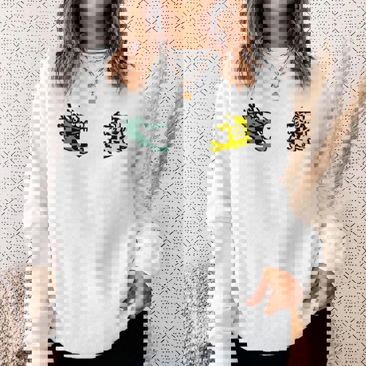 龍 虎 対決 和風キャラクターアート デフォルメポップデザイン スウェットシャツ 彼女への贈り物