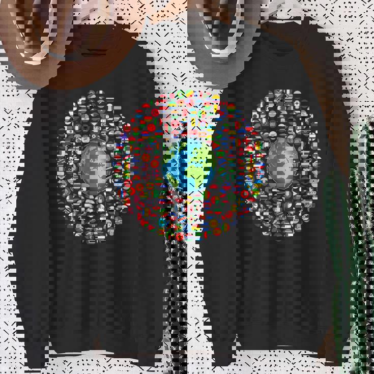 180 Banderas Banderas Del Mundo Mapa Del Mundo Con Banderas Camisa de entrenamiento Regalos para ancianas