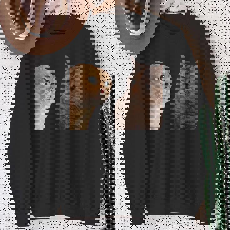 2匹の猫がミームを話す スウェットシャツ 年配の女性への贈り物