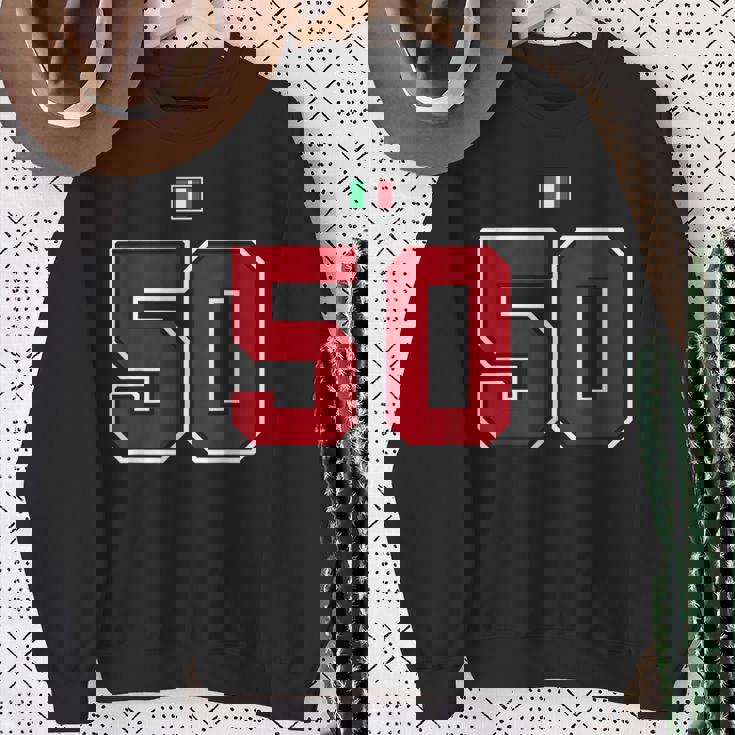 50 ナンバー カレッジスタイル ヴィンテージ 赤 白 イタリア国旗 スウェットシャツ 年配の女性への贈り物