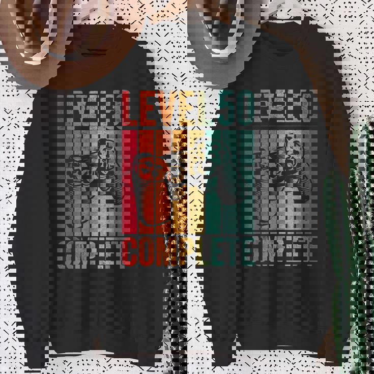 50歳 誕生日 男の子 男 レベル コンプリート 50歳 スウェットシャツ 年配の女性への贈り物