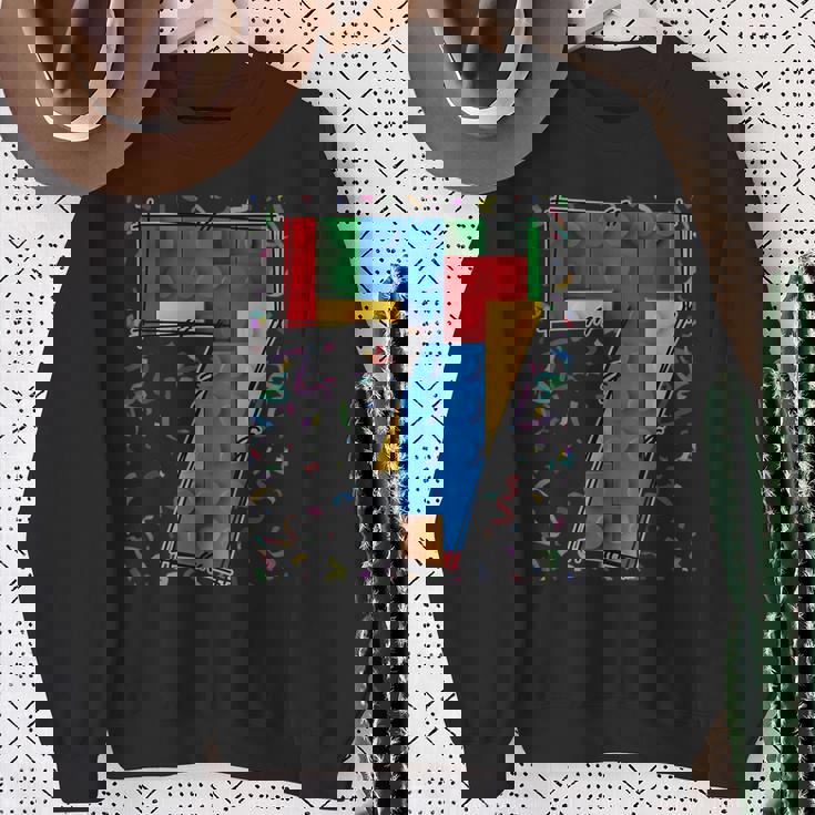 7歳 ブロック 建物 マスタービルダー 7歳の誕生日 男の子 スウェットシャツ 年配の女性への贈り物