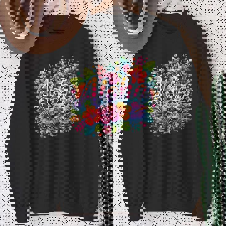 Aloha Tropical Flowers Summer Vacation Hawaii Beach Family Sweatshirt Gifts for Old Women