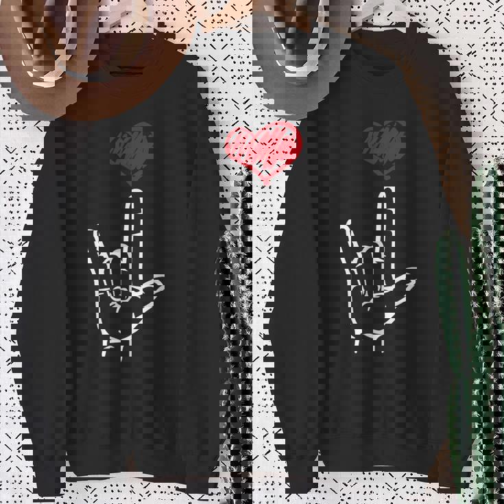 Asl I Love You Hand Heart アメリカ手話 スウェットシャツ 年配の女性への贈り物