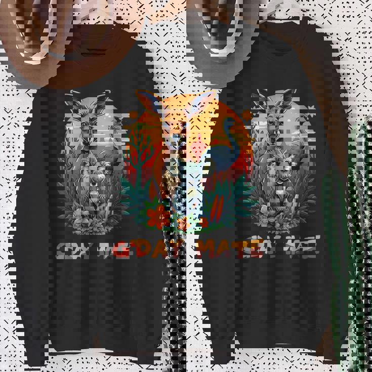 Australia G'day Mate And Aussie Animals Kangaroo Koala Emu スウェットシャツ 年配の女性への贈り物