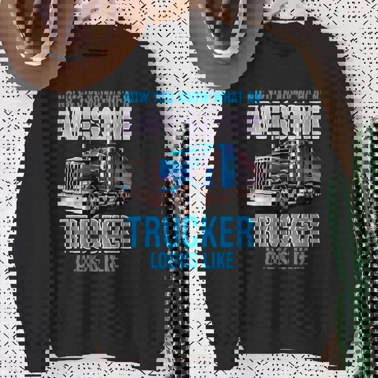 Awesome Trucker セミトラックドライバー ビッグリグ トラッカー スウェットシャツ 年配の女性への贈り物