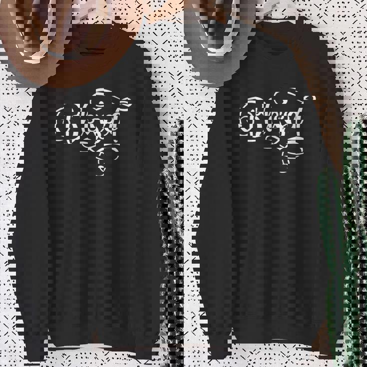 Blessed ファンシースクリプト クリスチャン 宗教 神 イエス スウェットシャツ 年配の女性への贈り物