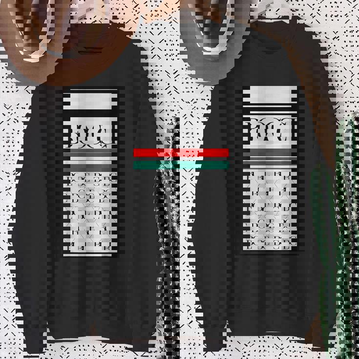 Bocci ぼっち ロゴ 総柄 緑 赤 イタリア国旗風【変なデザイン屋さん】陰キャ オタク ブランド パロディ 面白 スウェットシャツ 年配の女性への贈り物