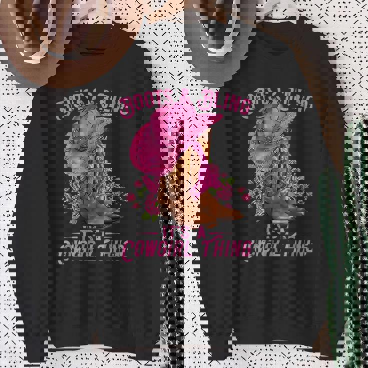 Boots And Bling It's A Cowgirl Thing Western Rodeo Cowgirl Sweatshirt Gifts for Old Women