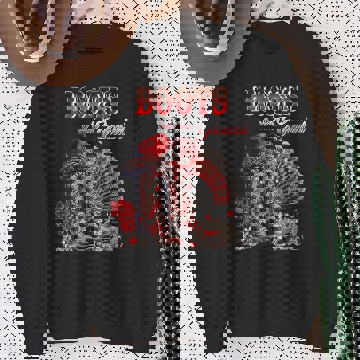 Boots On The Ground Boot Cowboy Western Cowgirl Linedance Sweatshirt Gifts for Old Women