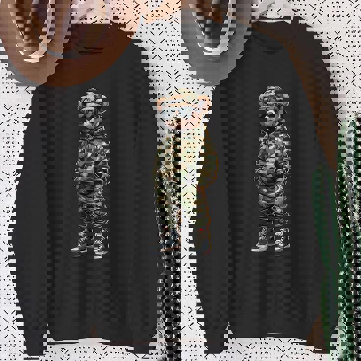 Camo Hip Hop Teddy Bear Cool Rapper Streetwear Graphic Sweatshirt Gifts for Old Women Camo Hip Hop Teddy Bear Cool Rapper Streetwear Graphic Sweatshirt Gifts for Old Women