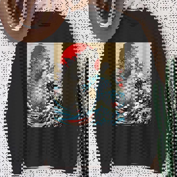 Catzilla 猫日本美術面白い猫 スウェットシャツ 年配の女性への贈り物