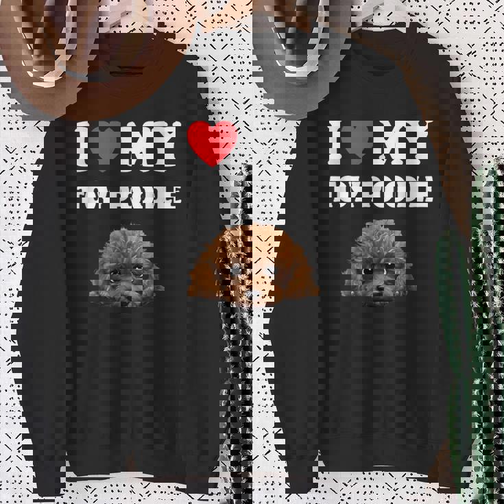 Cute I Love My Toy プードル 犬の飼い主 スウェットシャツ 年配の女性への贈り物