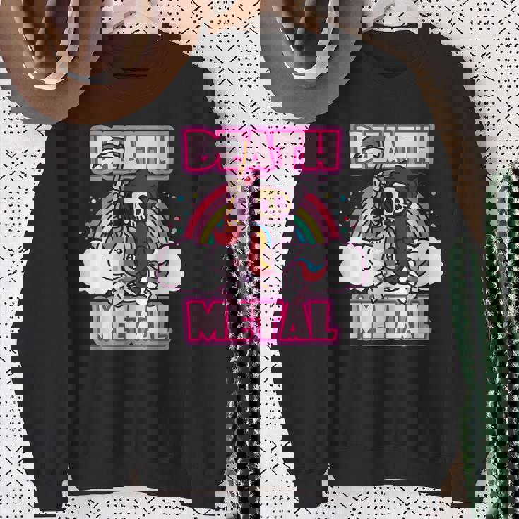 Death Metal Grim Reaper ピンクユニコーン ファニーヘビーメタル スウェットシャツ 年配の女性への贈り物