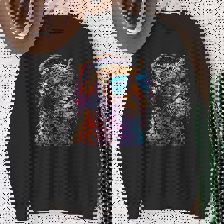 Dj Leopard Edm テクノハウス ダンスクラブ 音楽ヘッドフォン スウェットシャツ 年配の女性への贈り物