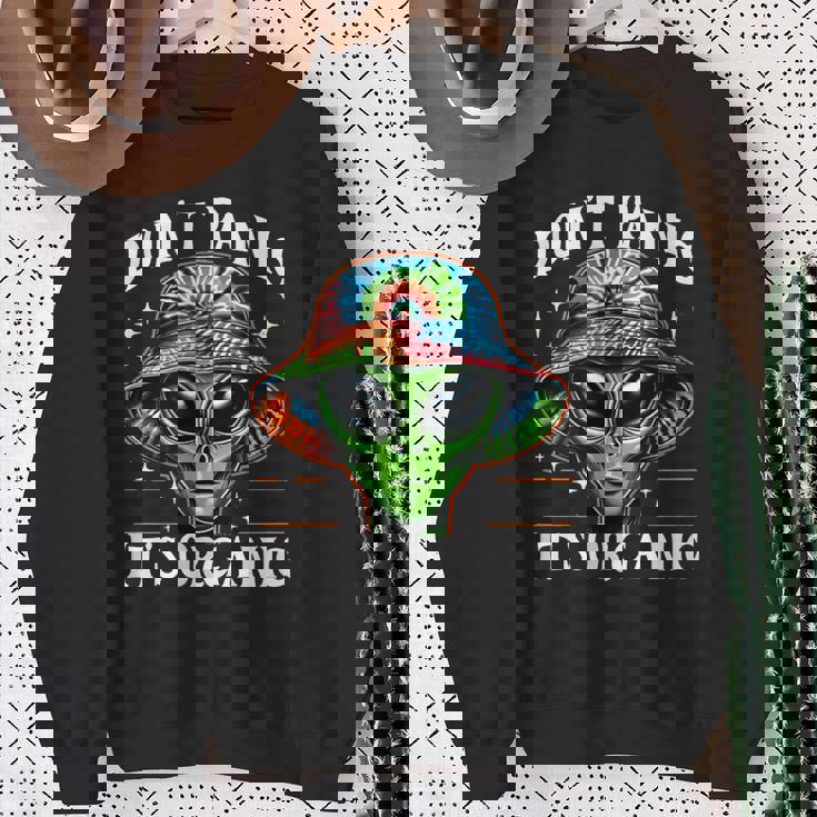 Don't Panic It's Organic Alien Ufo 面白いプリント スウェットシャツ 年配の女性への贈り物