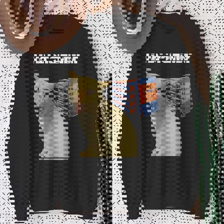 I Eat Cement Cursed Cat Weirdpecific Meme スウェットシャツ 年配の女性への贈り物