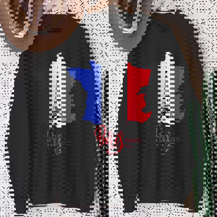 Enjoy Travel Paris France Flag & Eiffel Tower Graphic スウェットシャツ 年配の女性への贈り物