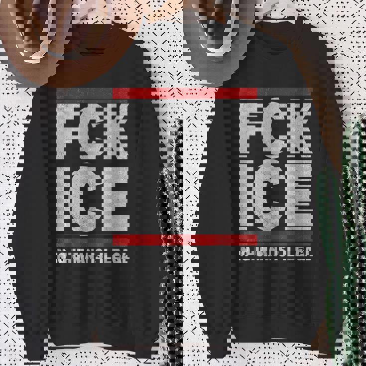 F-Ck Ice No Human Is Illegal Retro Sweatshirt Gifts for Old Women