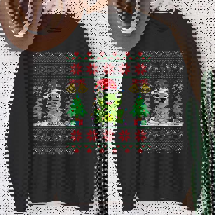 Frog Wearinganta Hat Christmas Lights Xmas Frog スウェットシャツ 年配の女性への贈り物