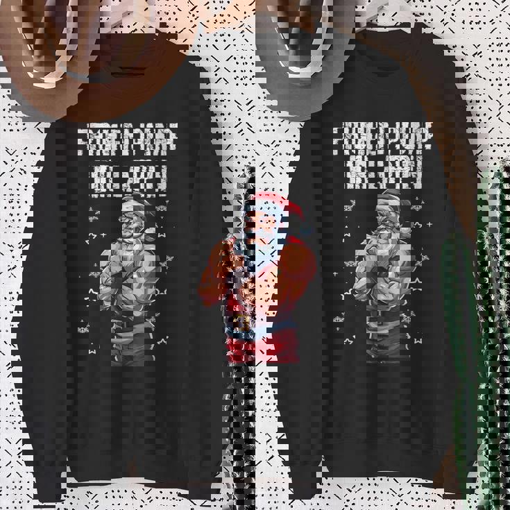 Frohen Pump Ihr Lappen 筋肉質サンタジム スウェットシャツ 年配の女性への贈り物