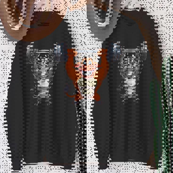 Bull ワークアウト バーベル 牛 フィットネス スウェットシャツ 年配の女性への贈り物