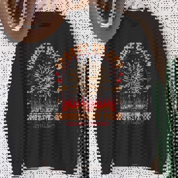 Halloween Spooky Island Est 2002 Amusement Park Skull Sweatshirt Gifts for Old Women