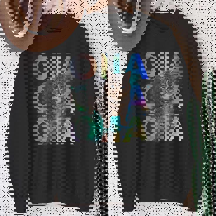 Oiia Oiia 回転する猫 ミーム 面白い ブレイン エセル スペース スウェットシャツ 年配の女性への贈り物