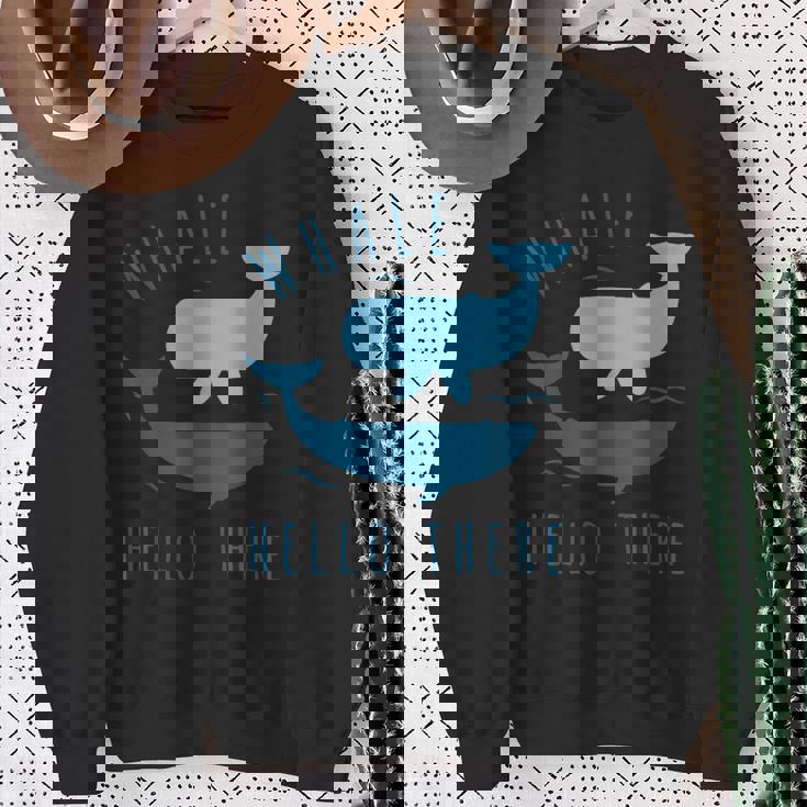 Whale Pun クジラ Hello There Hello Dort ファニークジラ スウェットシャツ 年配の女性への贈り物