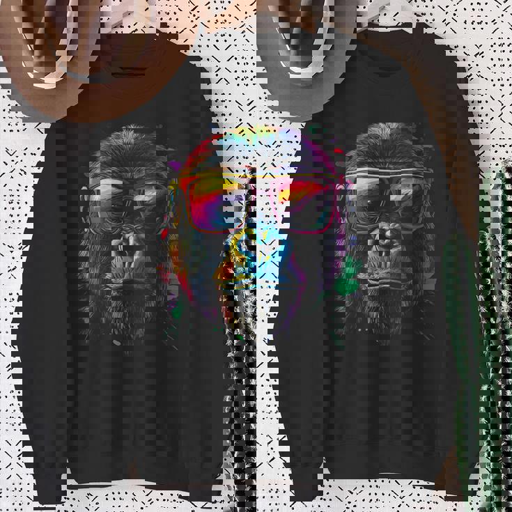 Gorilla Monkey グラフィック アニマルアート サングラス ゴリラ スウェットシャツ 年配の女性への贈り物