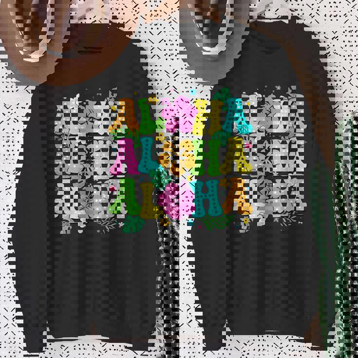 Hawaiian Aloha Tropical Luau Costume Party Hawaii Island Sweatshirt Gifts for Old Women
