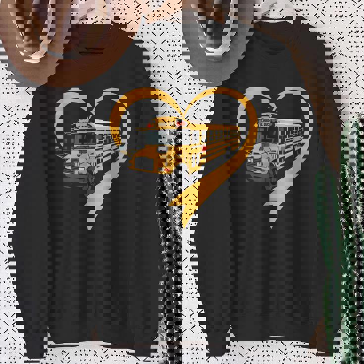 Heart School Bus Driver Sweatshirt Gifts for Old Women