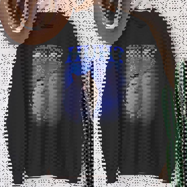 Huh Silly Cat Meme Oddly Bootleg Specific Dank Meme Sweatshirt Gifts for Old Women