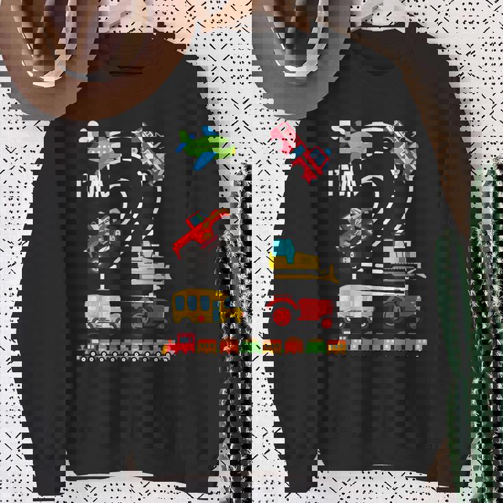 I'm 2 2歳の誕生日 トラック 乗り物 交通機関車 スウェットシャツ 年配の女性への贈り物